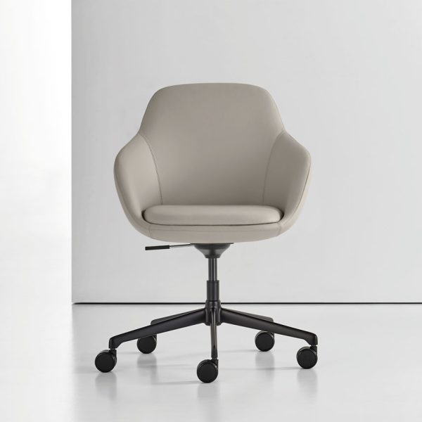 Light color meeting office chair on wheels