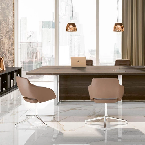 Office meeting room table with-modern visitor chairs