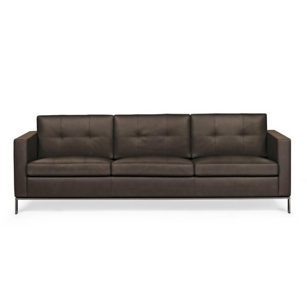 3 seater dark leather sofa