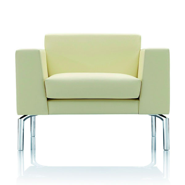 cube shaoed Armchair with polished legs