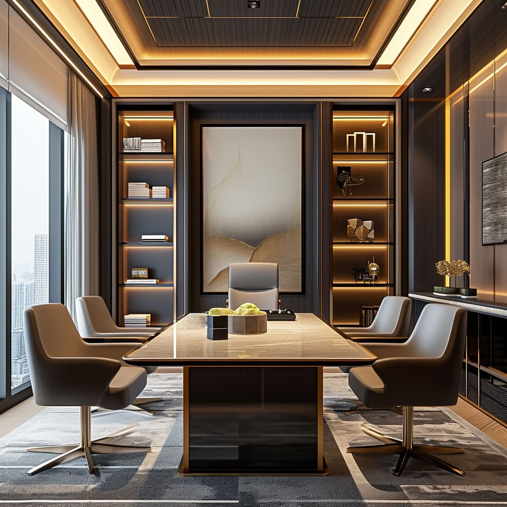 A luxe interior for a boss, that blends elegance and innovation.
