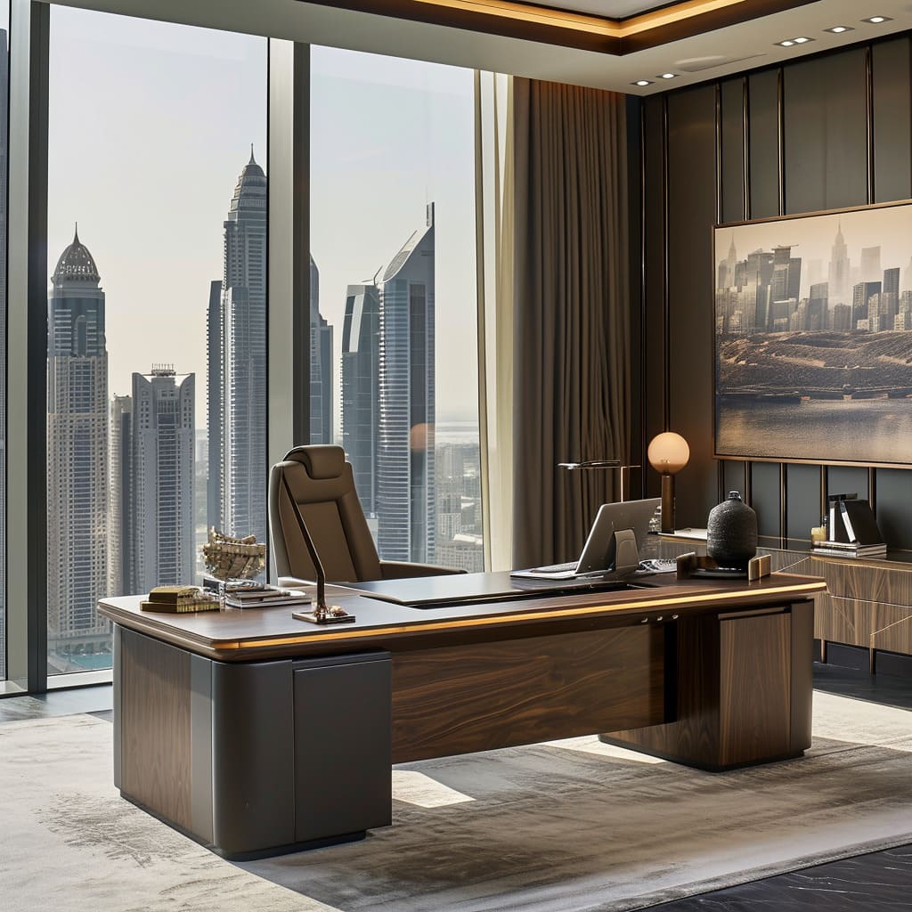 A workspace interior that reflects your leadership with tasteful luxury and a contemporary touch.