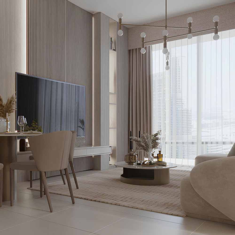 A beautiful Dubai apartment livinng room interior design