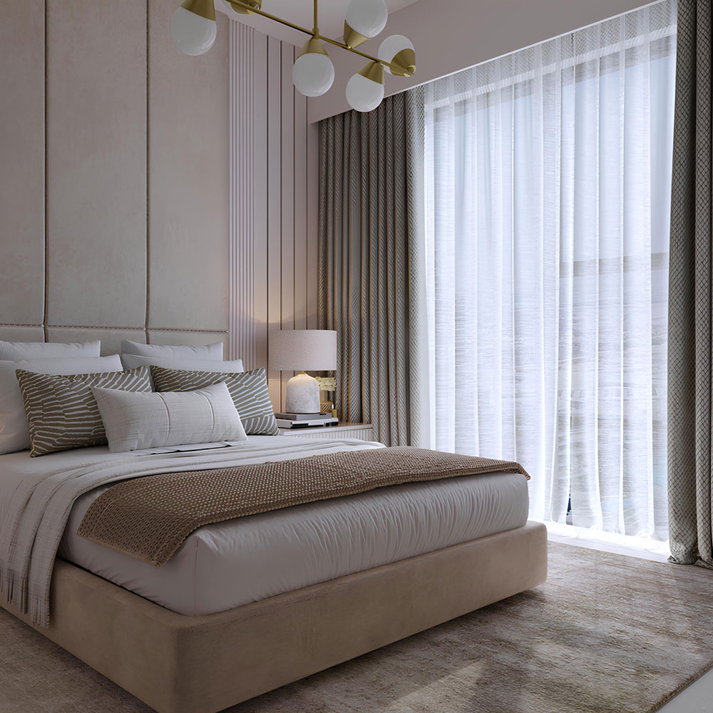 A luxury modern bedroom interior design in Dubai