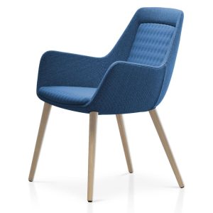 A god armchair with light blue upholstery