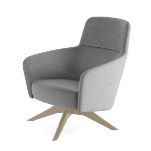 A sleek grey chair with a modern design