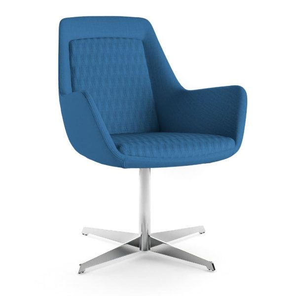 Blue chair with a plush seat and backrest