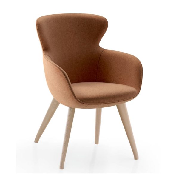 Contemporary armchair with a sculpted shape