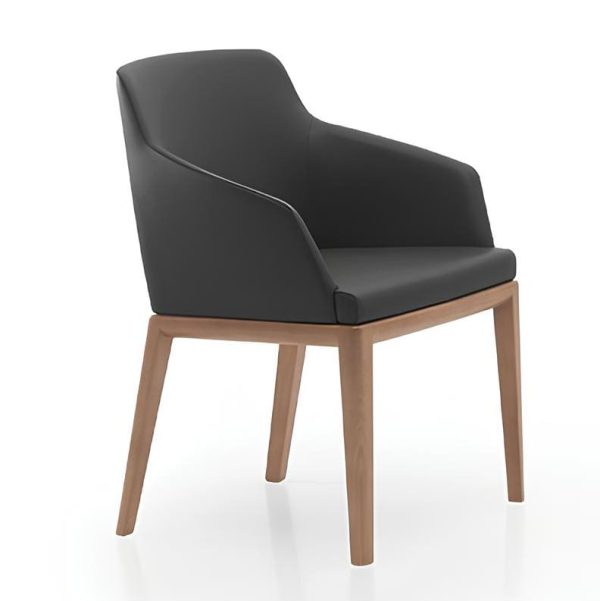 Contemporary armchair with textured upholstery.
