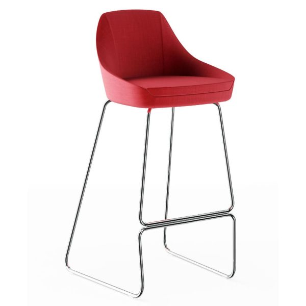 Elegant high stool featuring cold-cure polyurethane foam and durable metal structure.