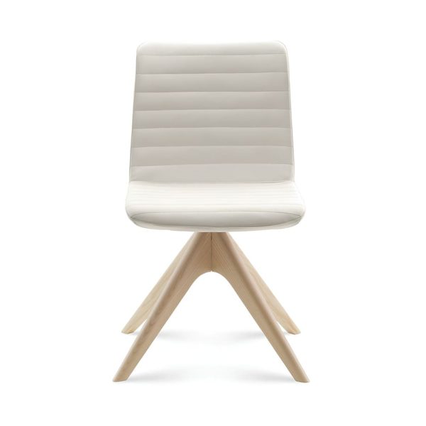 Minimalist chair with natural wood base