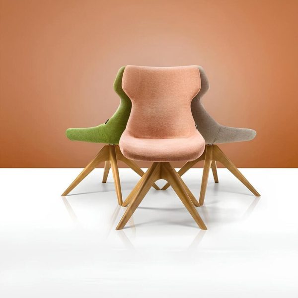 Sleek armchair with a sturdy wooden base