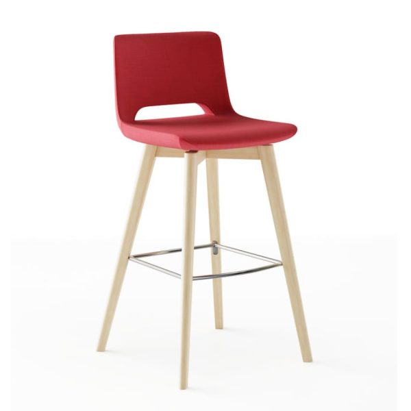 Sleek high stool with cold-cure polyurethane foam for maximum comfort in the office.