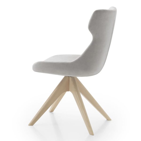 Stylish chair with a unique wooden base
