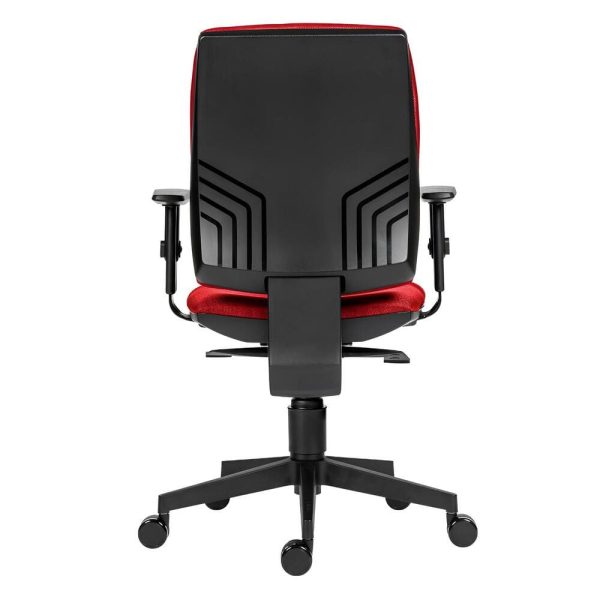 A comfortable office chair with smooth-rolling wheels and a sleek design