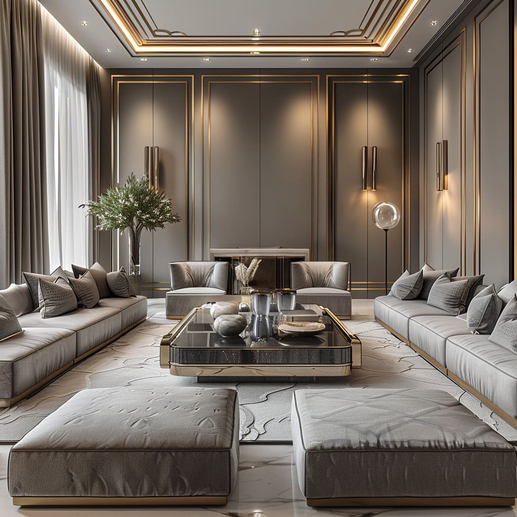 A luxury grey man's majlis interior design