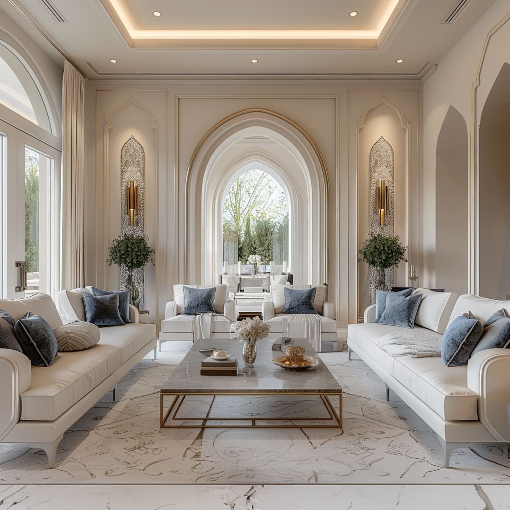 A white Arabic majlis seatingwith classy furniture