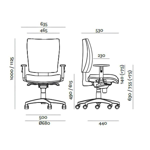 Cinque office chair dimension