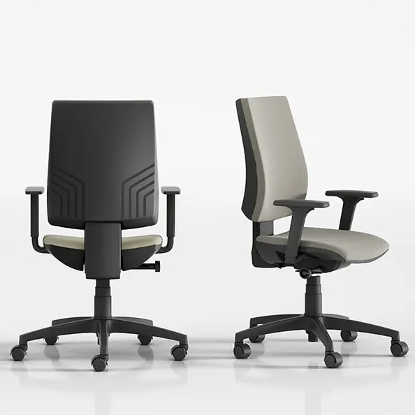 The chair features a strong base and adjustable armrests for functionality