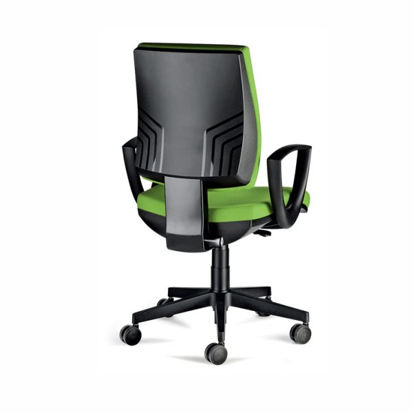 The chair offers a high back and cushioned seat for all-day comfort
